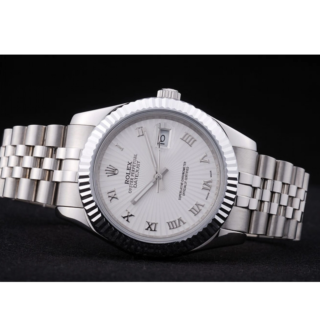 Best AAA Replica Sites Dial Ribbed Datejust Rolex Radial Bezel 7478 White 0531